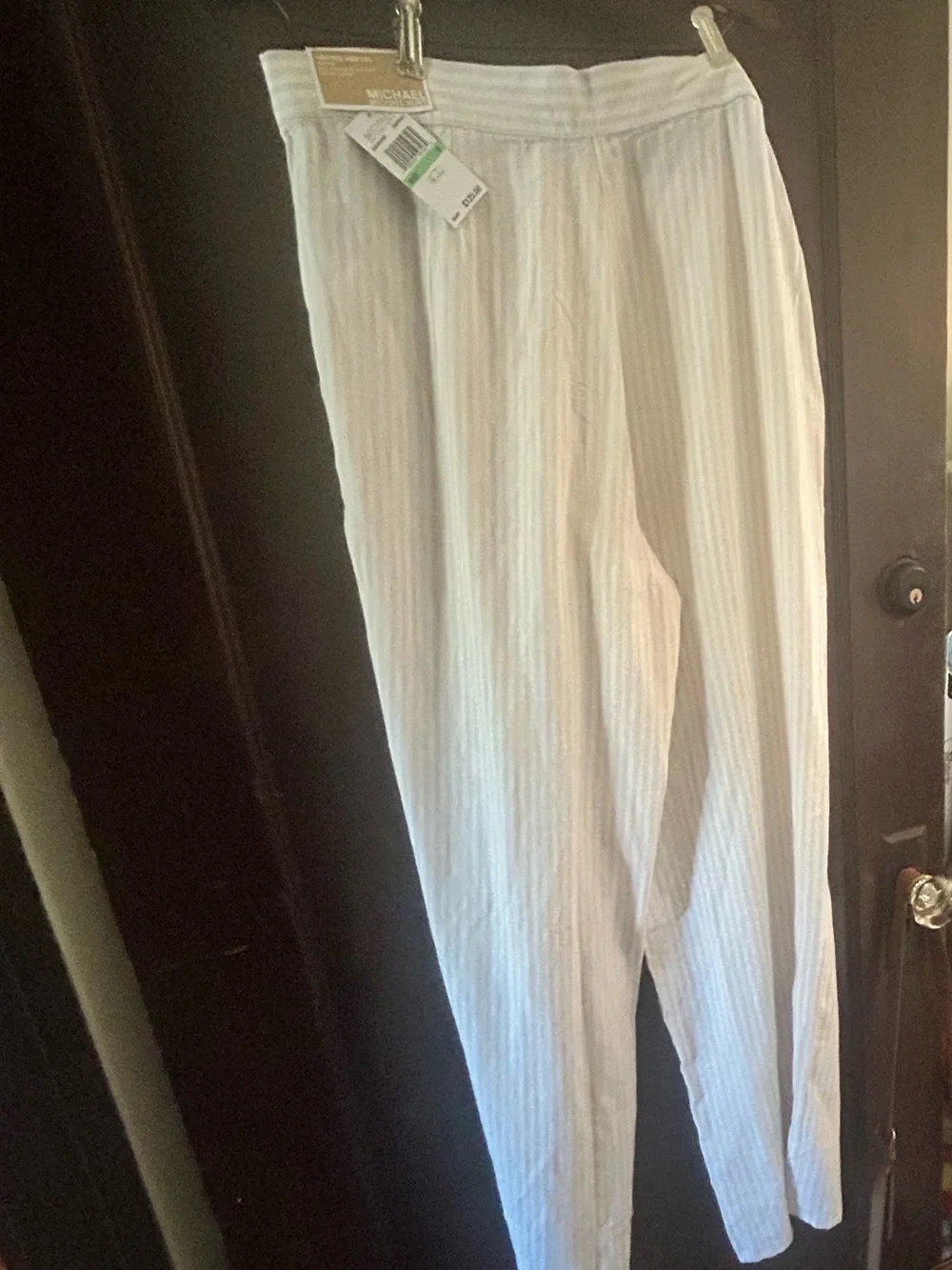 Michael Kors Cream Wide-Leg Linen-Blend Pants